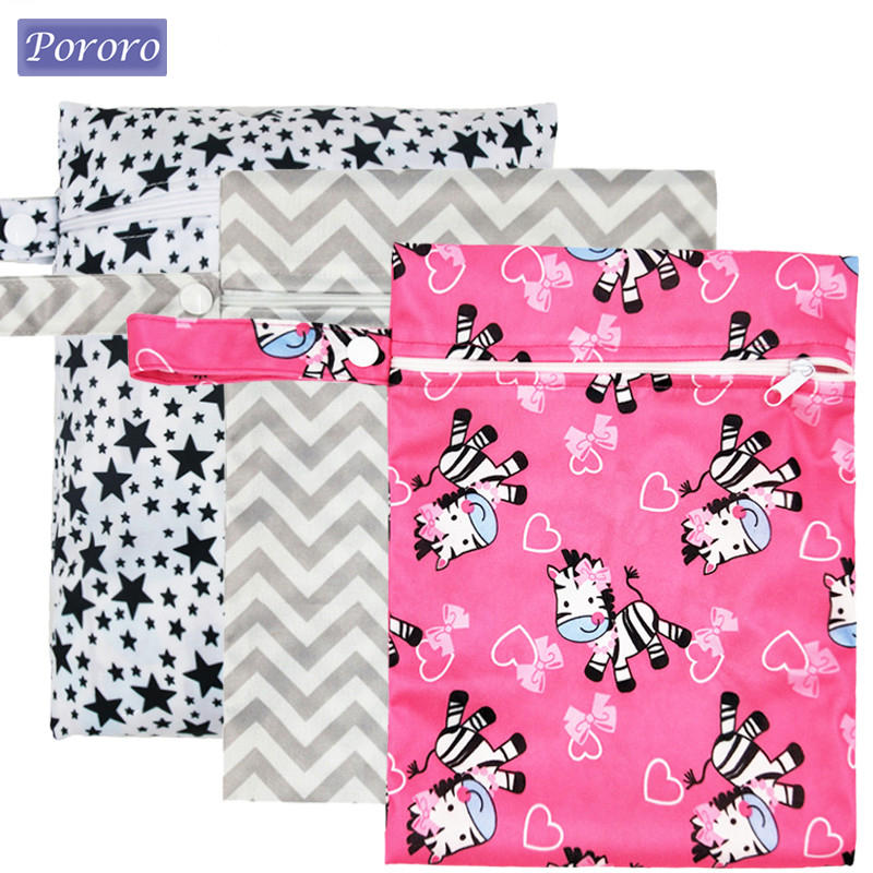 Backpack Diaper Bag - Waterproof Reusable Wet Bag Printed Pocket