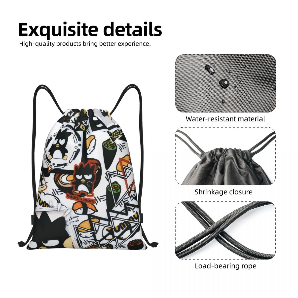 Cute Cartoon Penguin Bad Badtz - огляд і ціна Drawstring Gym Bag