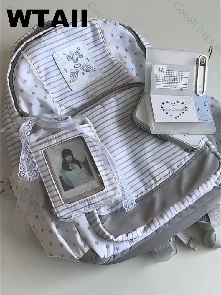 Fashion Striped Dot Decor Back - огляд і ціна Canvas Backpack Casual