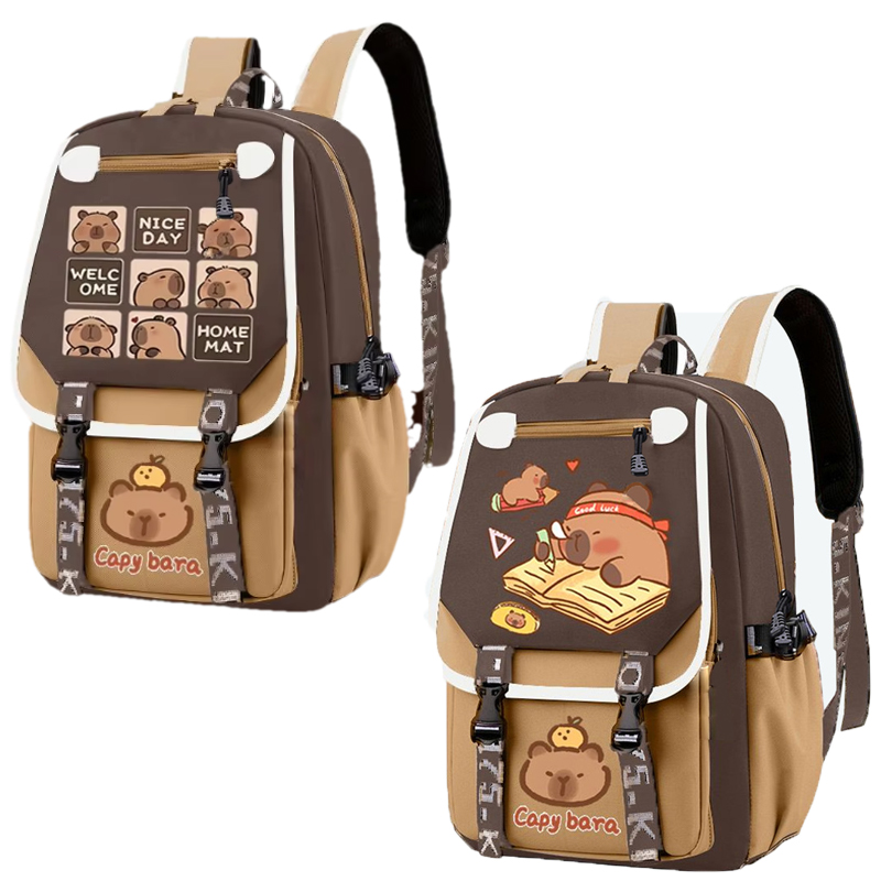 Kawaii Capybara Stylish Khaki  - огляд і ціна School Backpack Teen