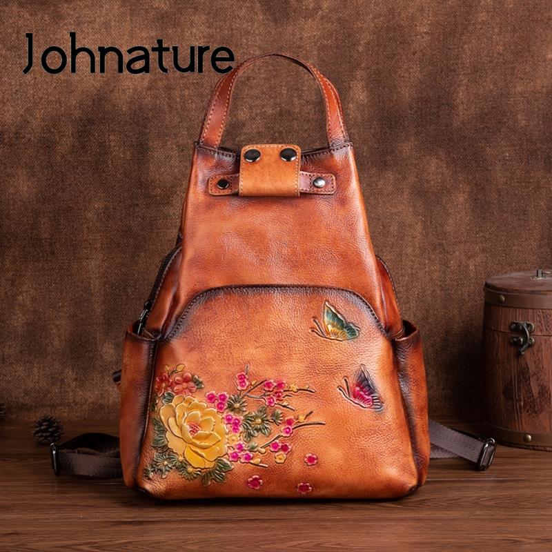 Johnature Genuine Leather Embo - огляд і ціна Leather Backpack Vintage