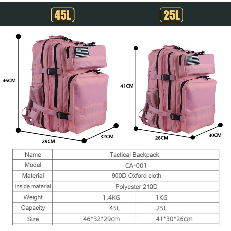 25L/45L 3P Tactical Backpack f - огляд і ціна Urban Backpack Tactical