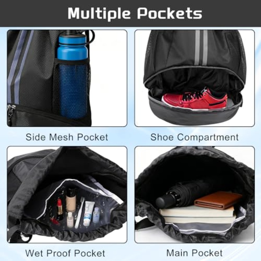 Sports Drawstring Backpack wit - огляд і ціна Drawstring Gym Bag