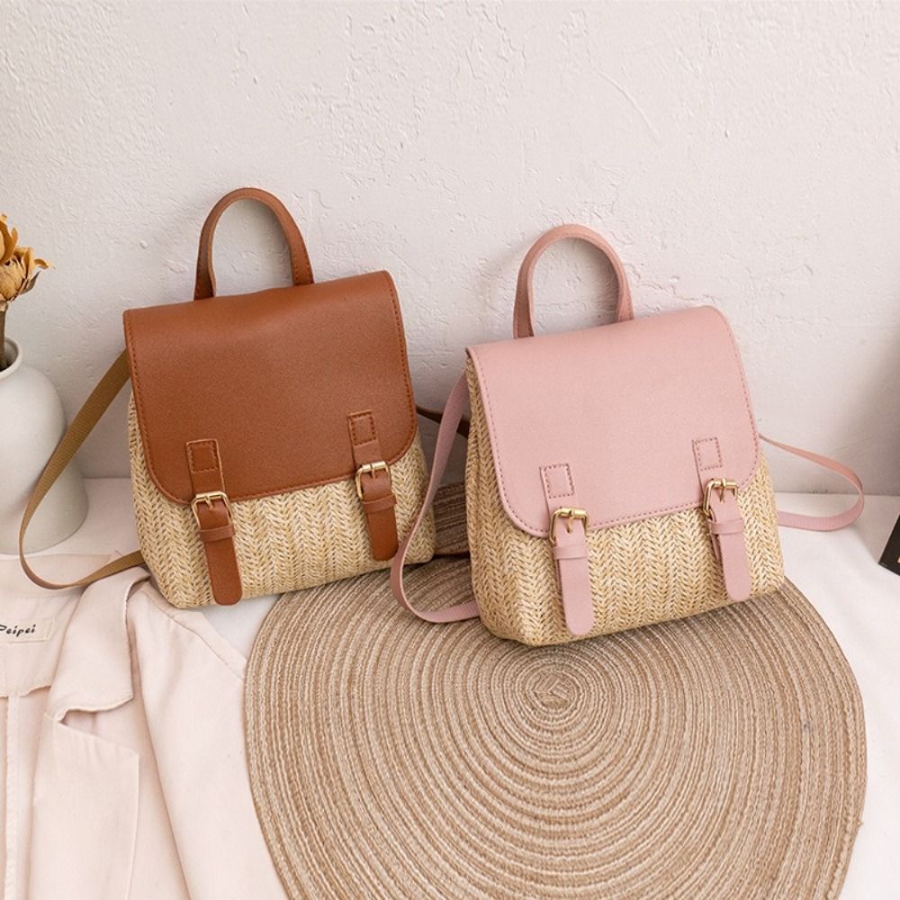 Fashion PU Leather Straw Backp - огляд і ціна Leather Backpack Vintage